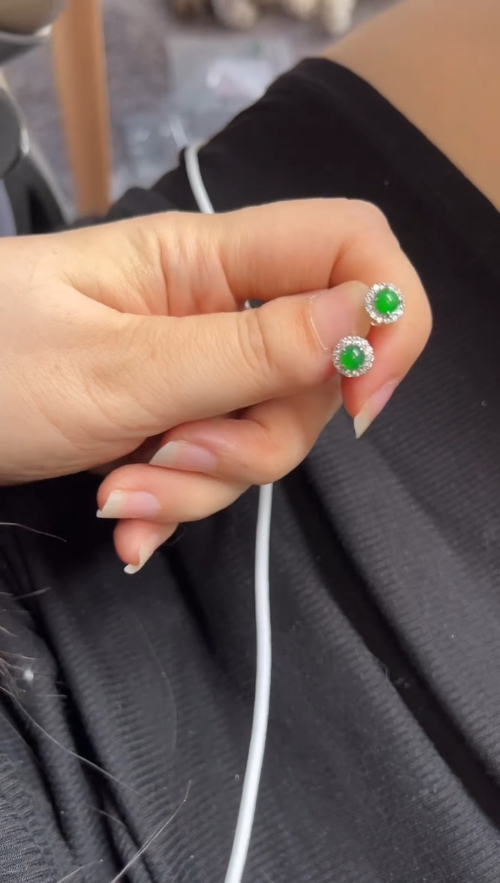 银S925镶嵌翡翠耳饰0853239808