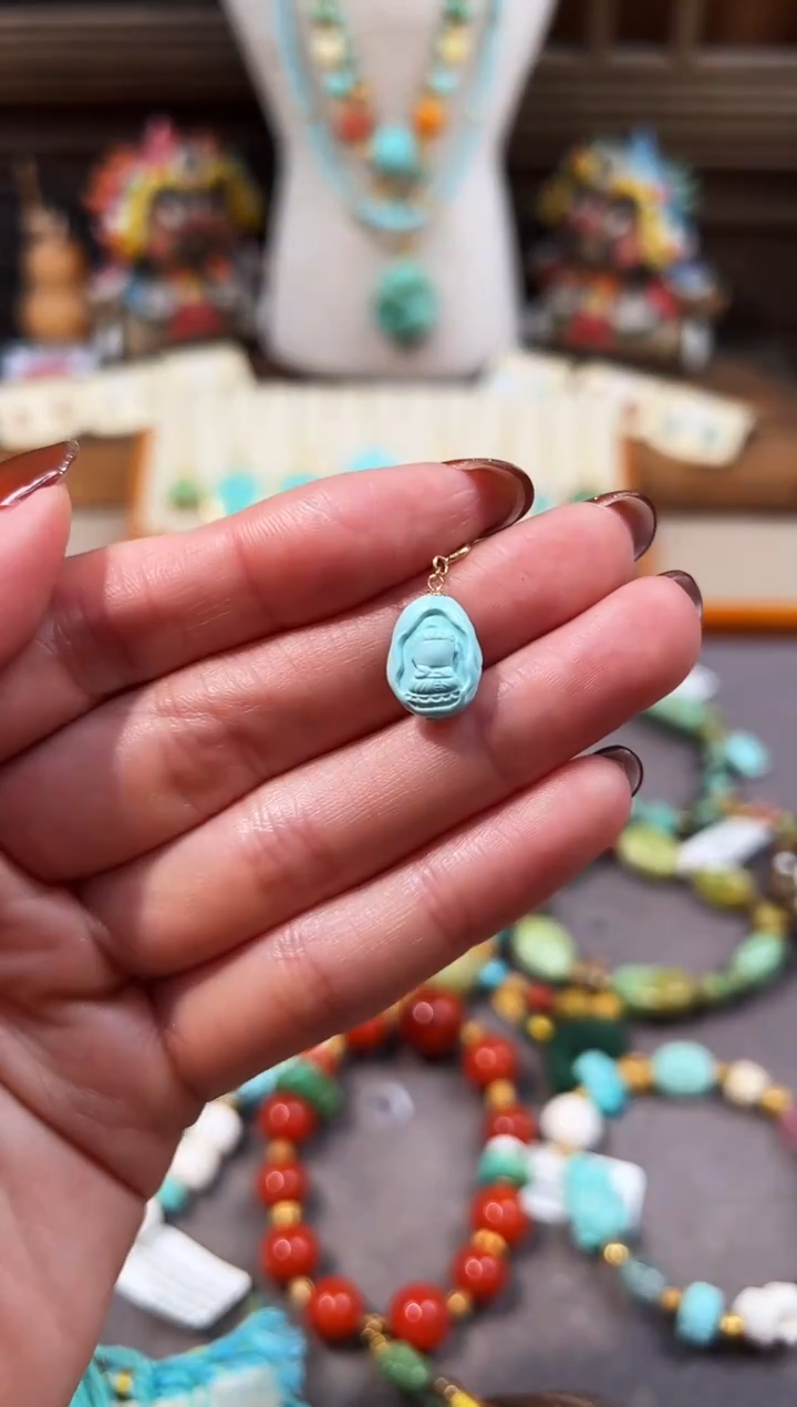 18K金镶嵌绿松石提溜宝宝佛