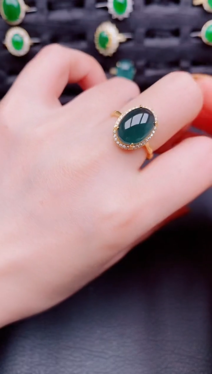 【闪购商品】翡翠戒指银S925镶嵌天然a货翡翠232