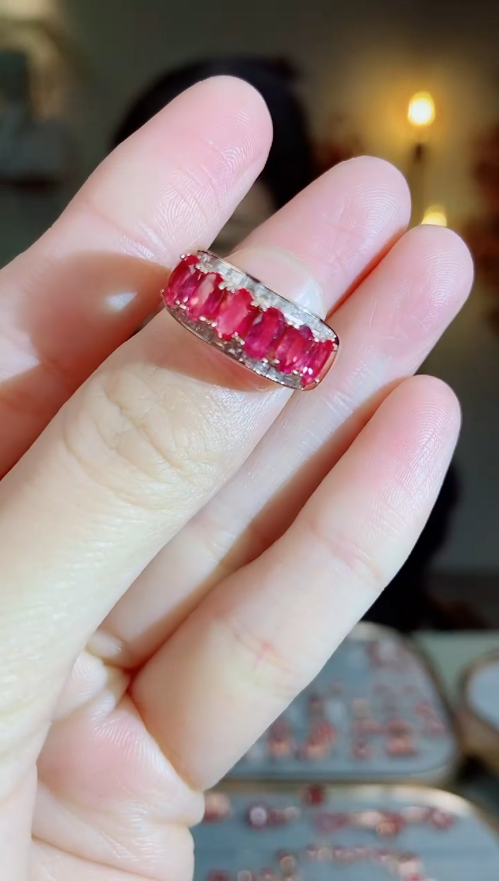 手饰彩色蓝宝石银S925镶嵌手饰