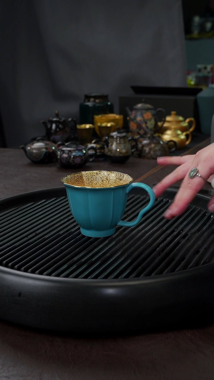 【闪购商品】杯【宜景窑松石蓝鎏金】马克杯