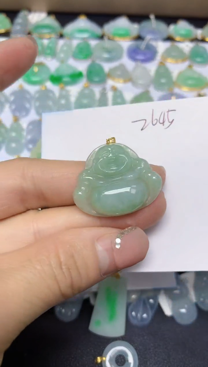 【闪购商品】翡翠挂件18K金镶嵌 天然翡翠A货