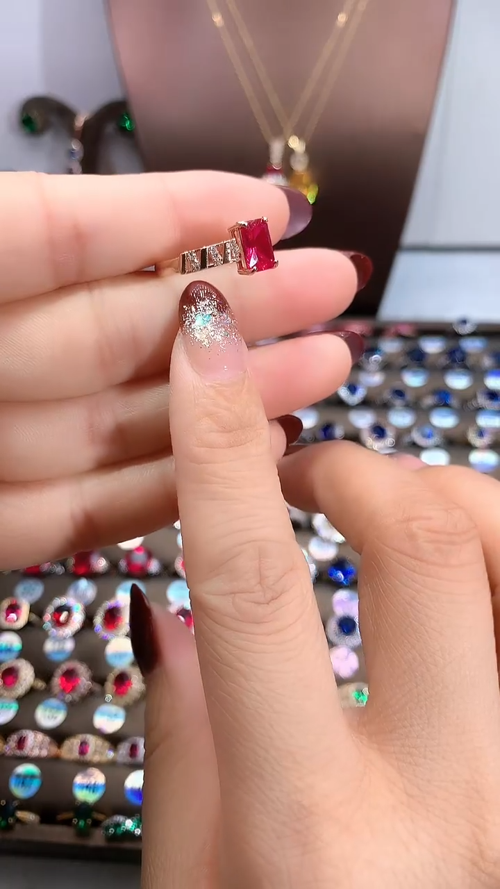 【闪购商品】红宝石戒指银S925镶嵌玫瑰金68