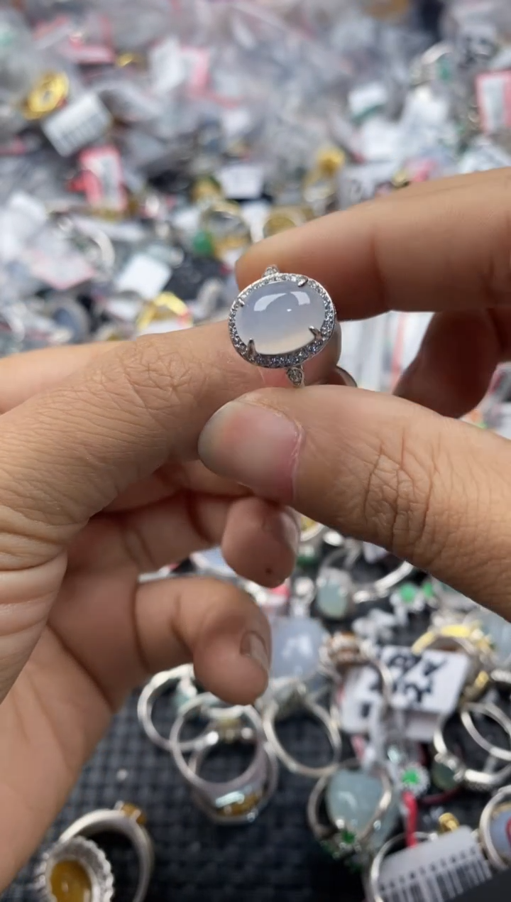 银S925镶嵌戒指翡翠444---2