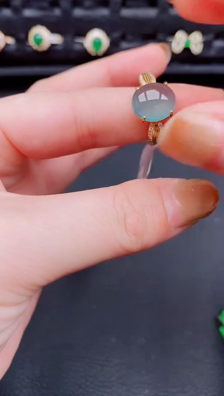 【闪购商品】翡翠戒指银S925镶嵌天然a货翡翠223