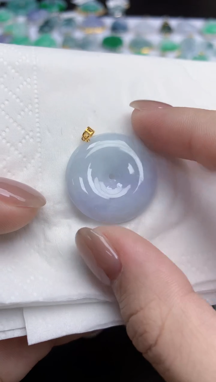 【闪购商品】翡翠颈饰18K金镶嵌天然缅甸翡翠A货