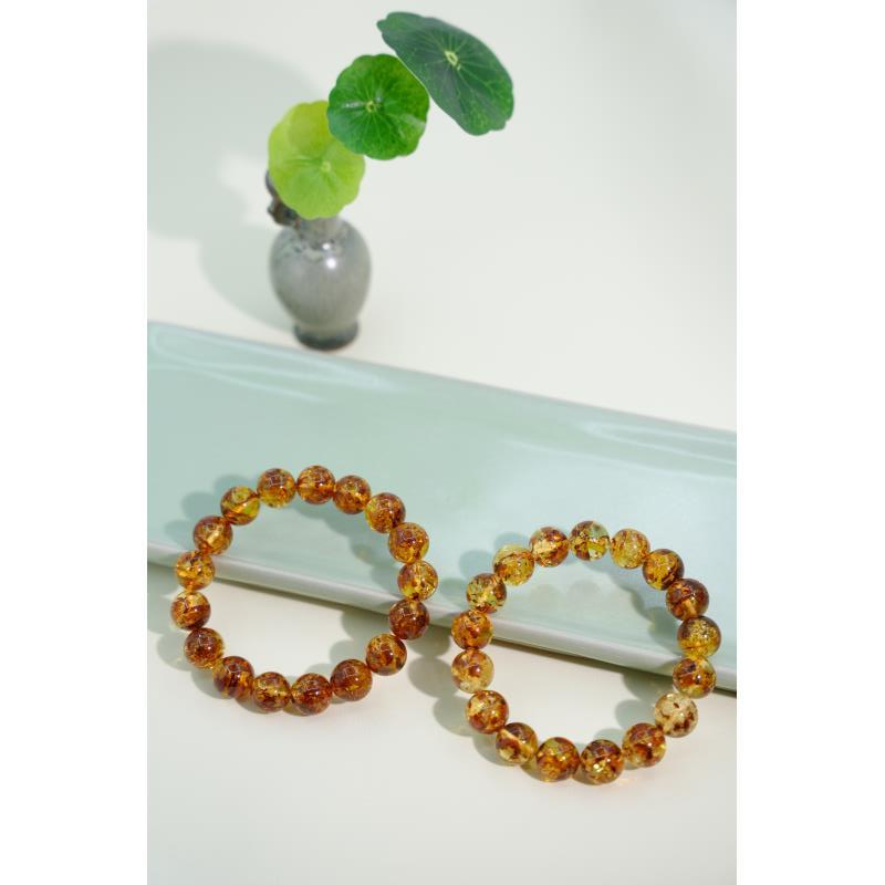 8-15mm花珀圆珠手串素串多规格多样性发一件