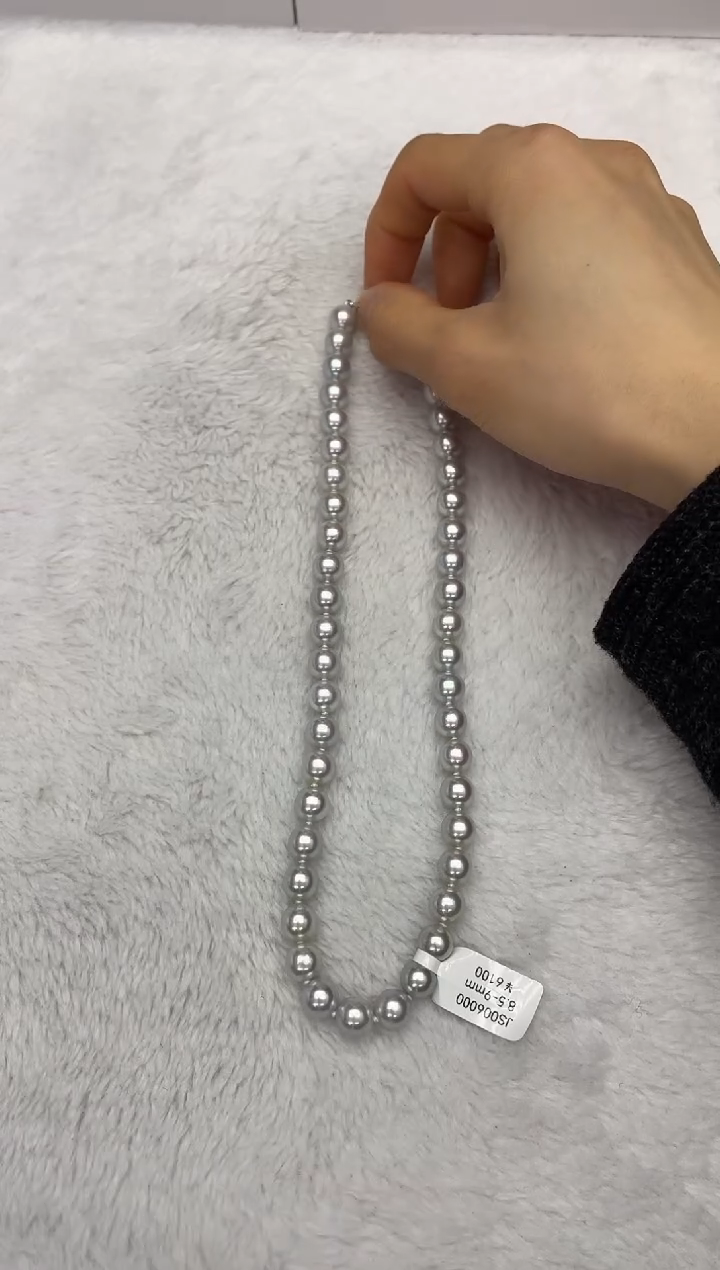 【闪购商品】海水珍珠项链银S925镶嵌AK真多麻8.5-9mm（多样性发一）