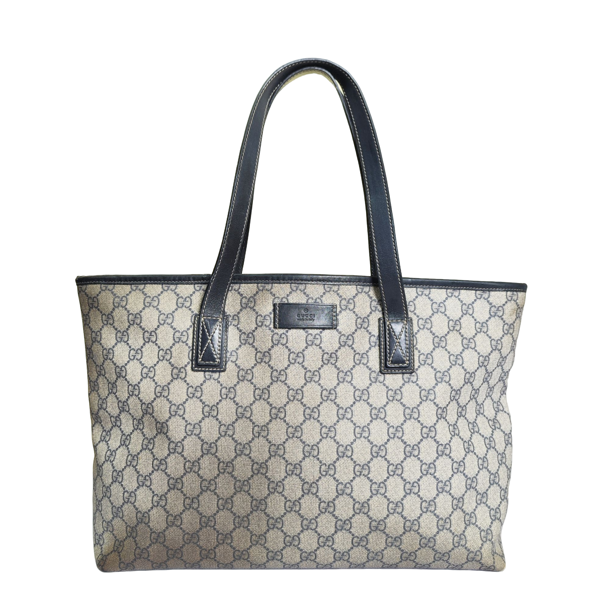 90新 GUCCI/古驰 经典双G老花帆布中号女士单肩购物袋妈咪包