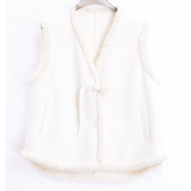 【HERBEN】2025新款国风系列双面尼拼水貂马甲 630213