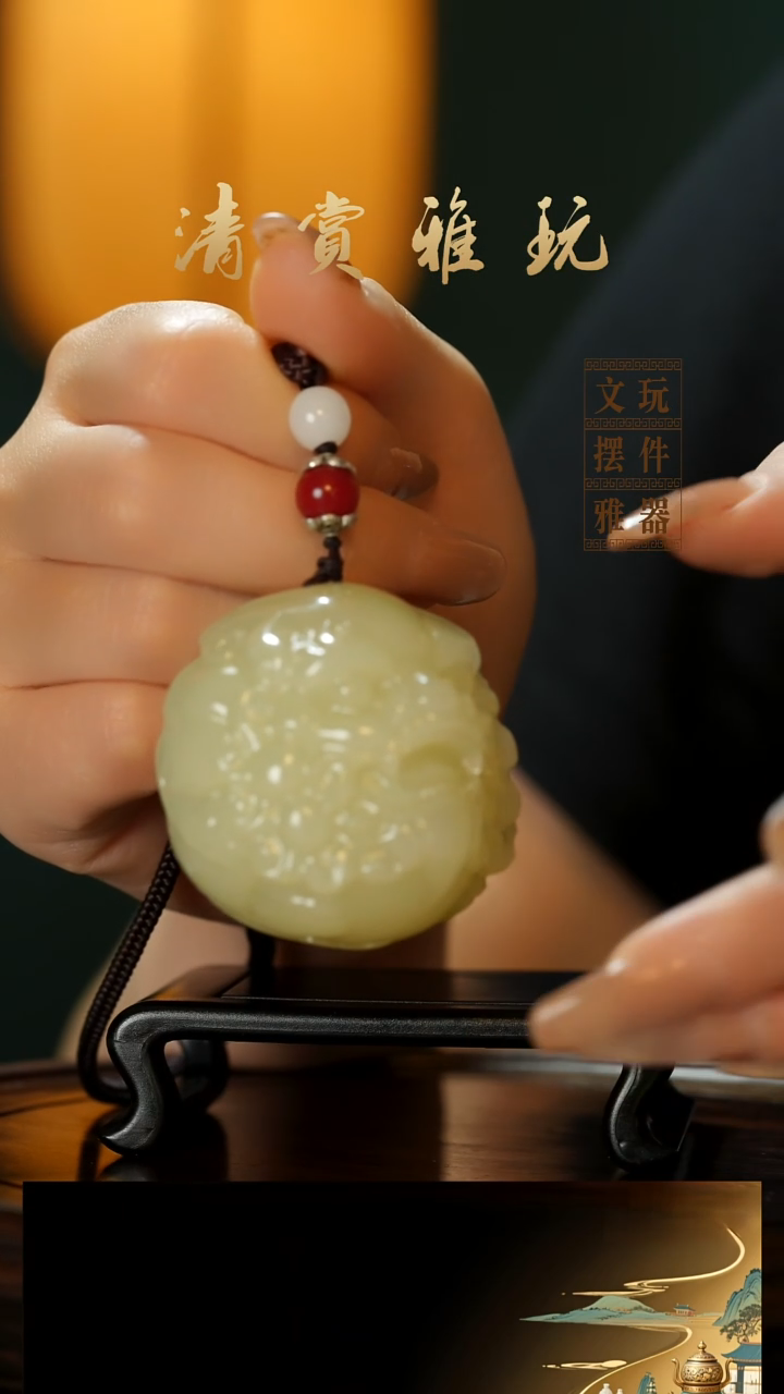 玉《醒狮貔貅》手把件摆件