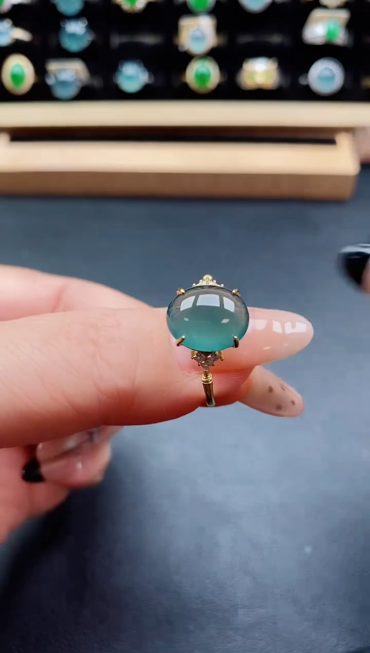 银S925镶嵌戒指翡翠1