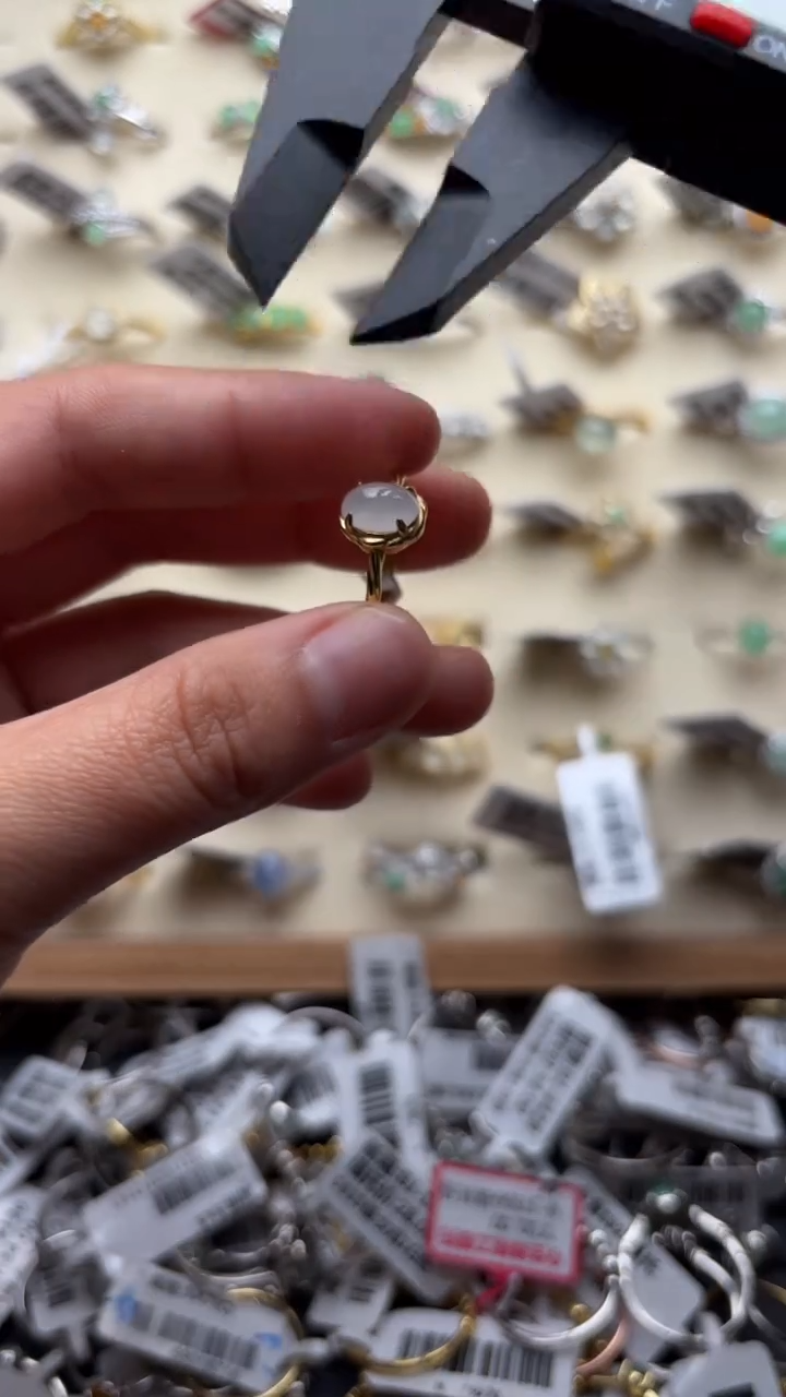 【闪购商品】翡翠戒指银S925镶嵌缅甸A货翡翠S925银镶嵌