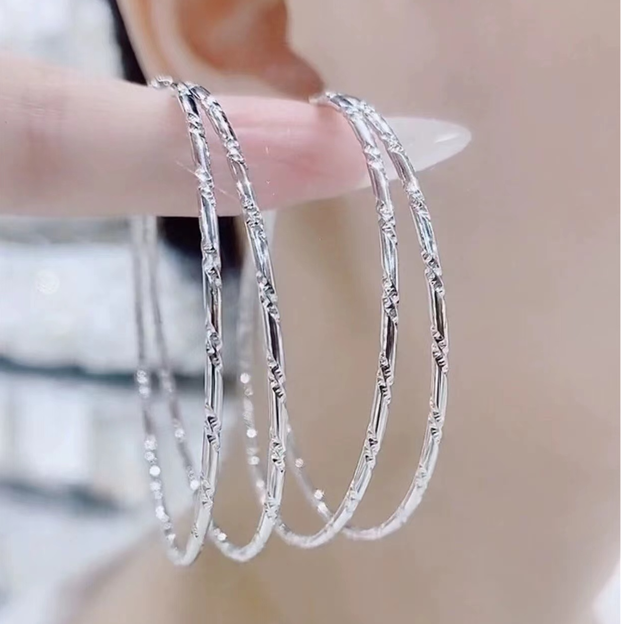 铜合金耳饰 耳环气质时尚百搭欧美简约素圈大圈圈大耳圈N2074