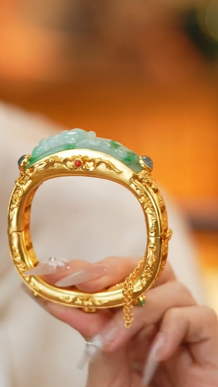 翡翠手镯银S925镶嵌新款