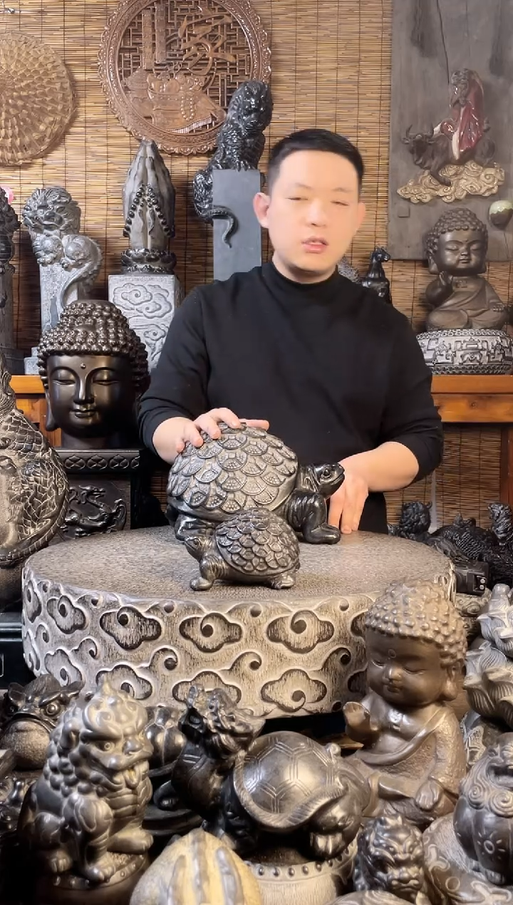 【闪购商品】13金钱龟天然青石雕刻