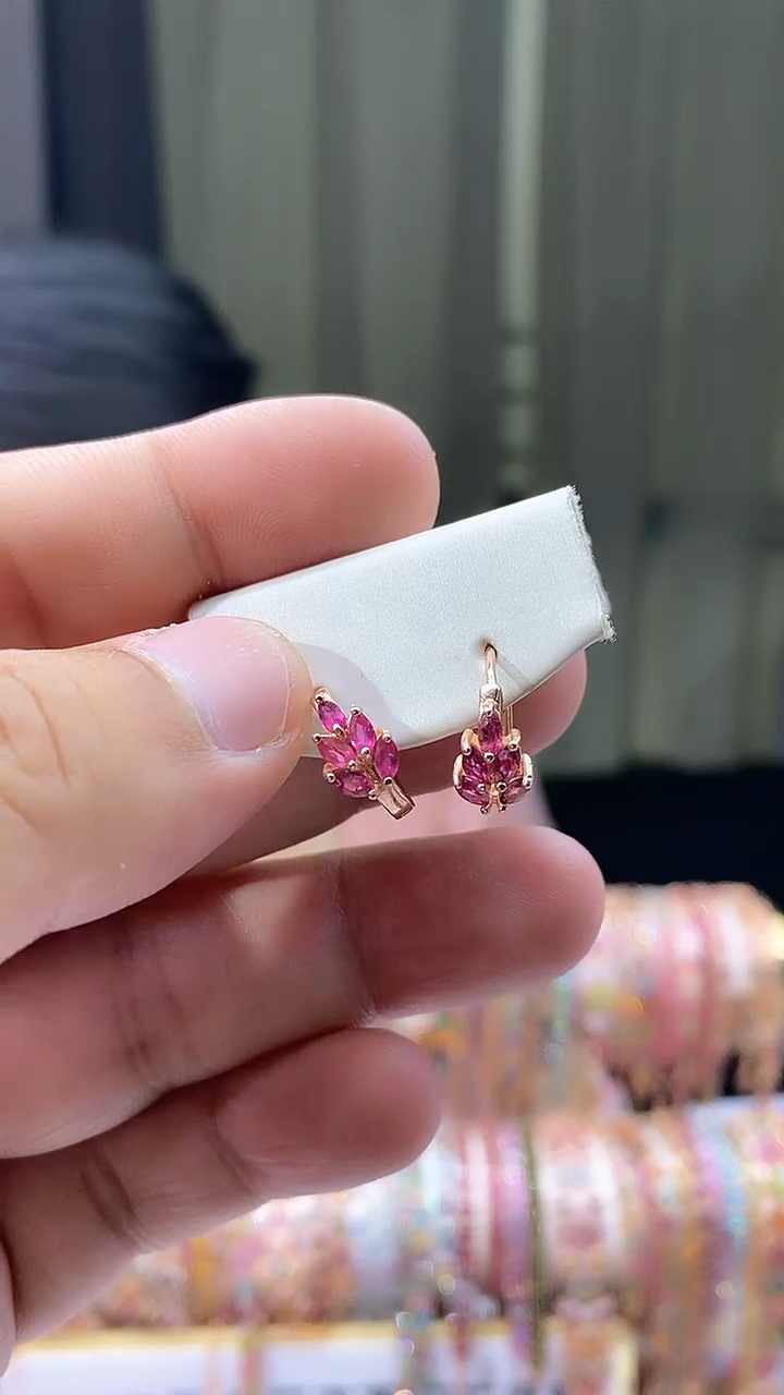 【闪购商品】碧玺耳扣银S925镶嵌43554345345354