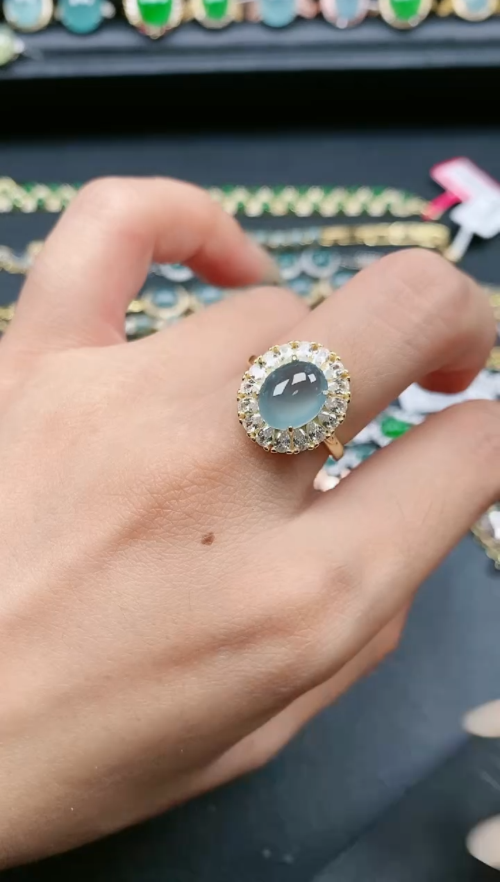 翡翠戒指银S925镶嵌111111