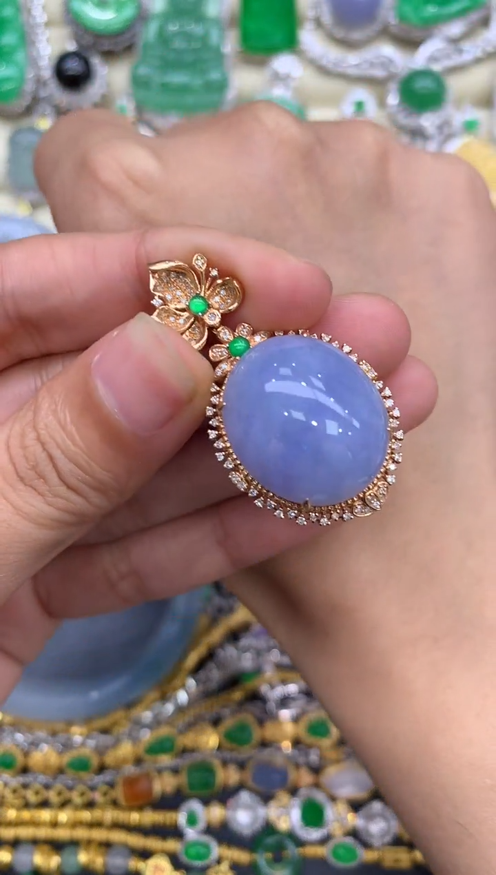 翡翠18K金镶嵌颈饰410-中国好珍宝