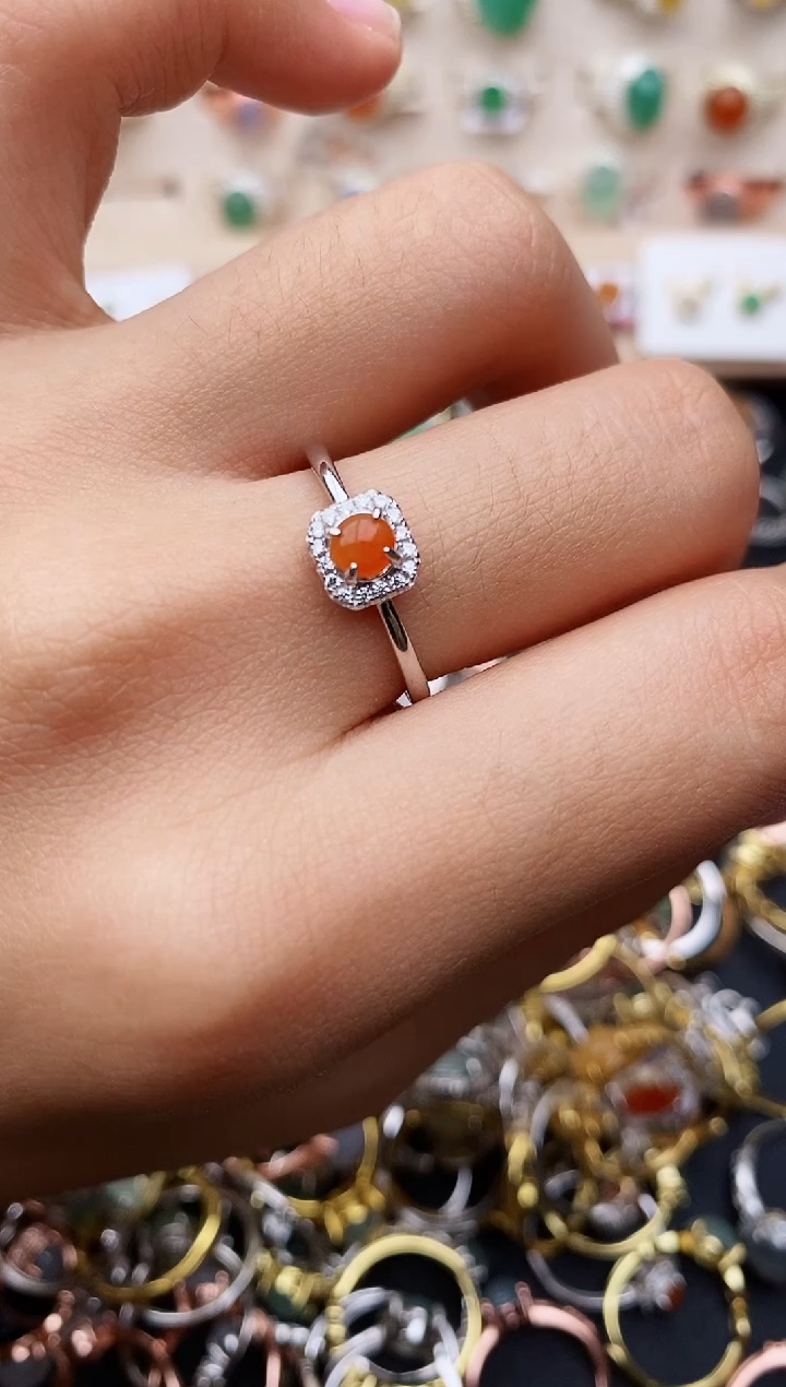 【闪购商品】翡翠戒指银S925镶嵌缅甸翡翠