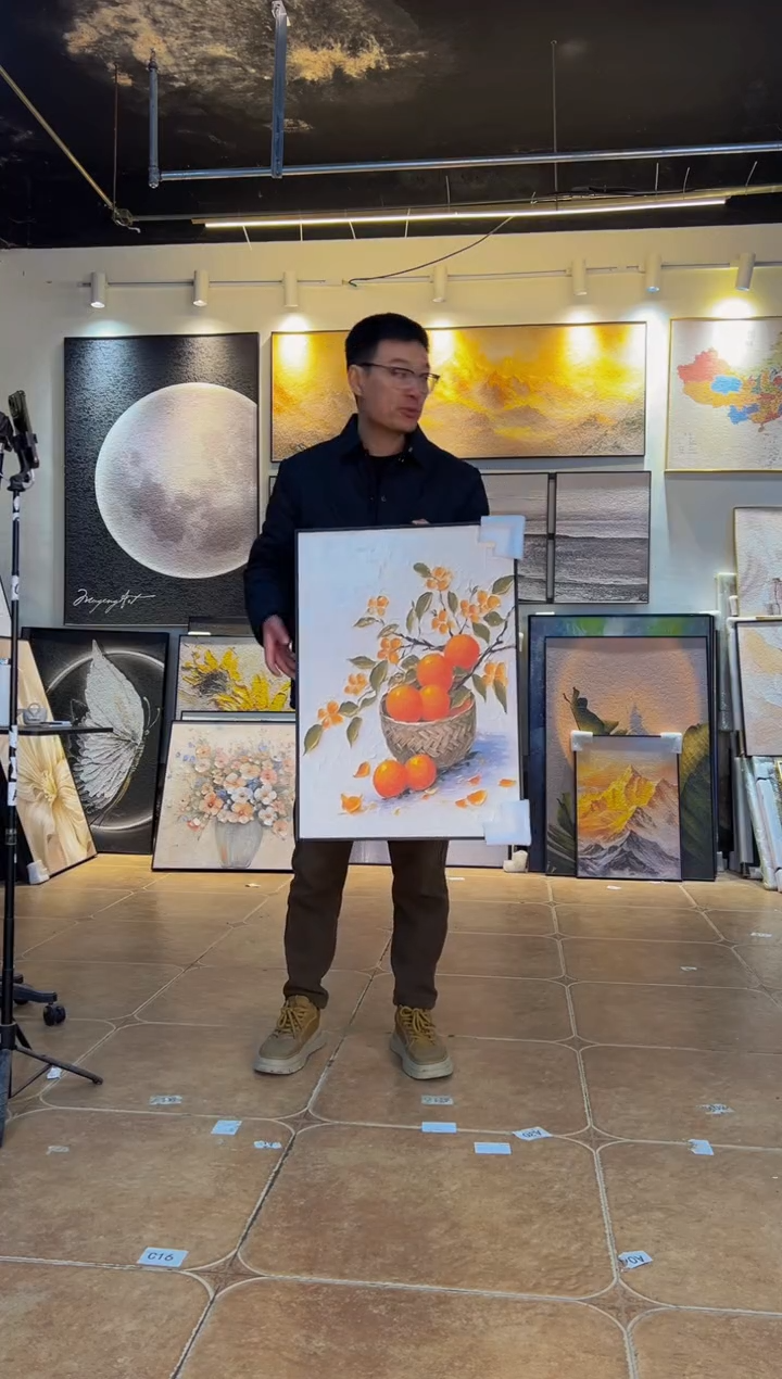 竖款柿柿如意50*70黑框