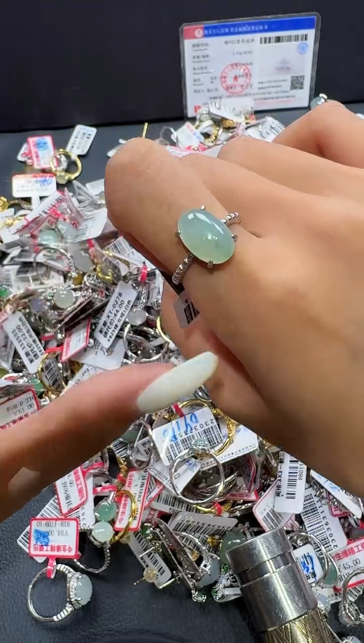 翡翠戒指银S925镶嵌戒指353