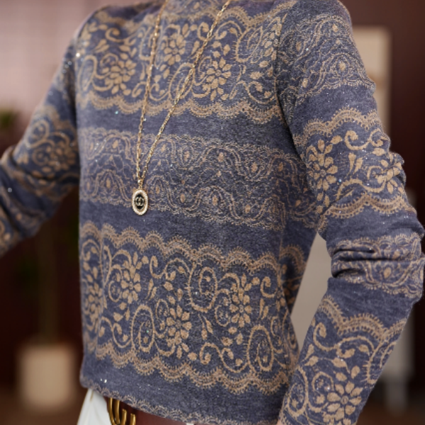 MM006落镜月华2025新款圆领高端小衫保暖套头时髦长袖上衣打底衫