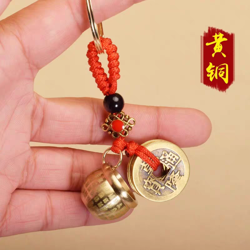 复古黄铜百福缸钥匙扣挂件随身创意小米缸挂饰