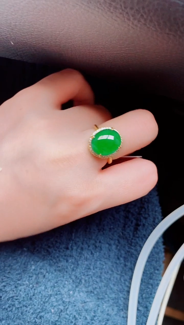 【闪购商品】翡翠戒指银S925镶嵌天然a货翡翠683