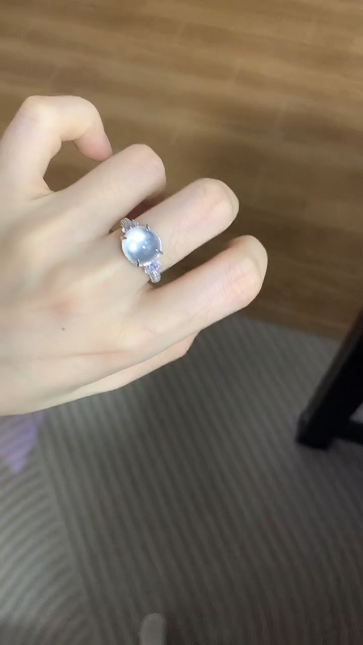 银S925镶嵌石英质玉戒指1