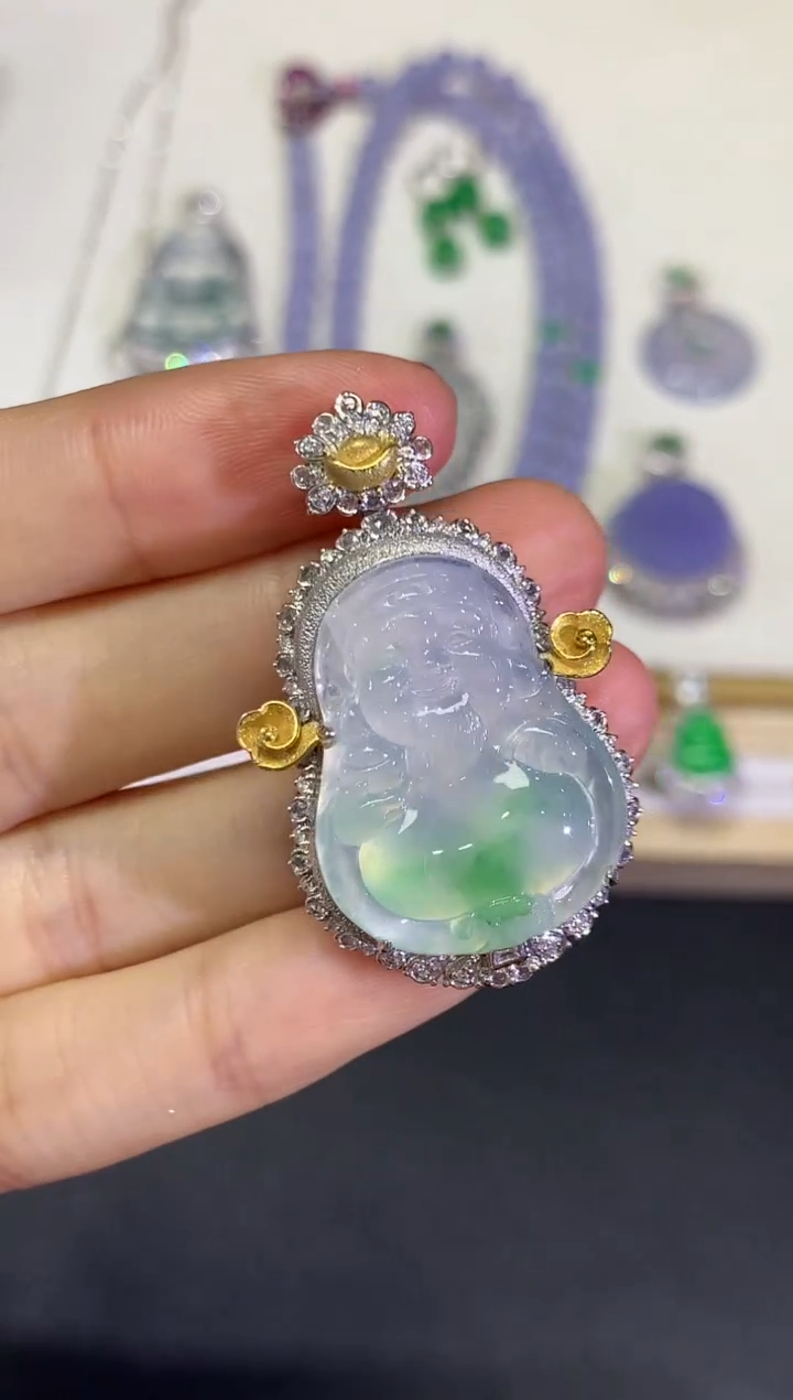 【闪购商品】翡翠颈饰18K金镶嵌团购32