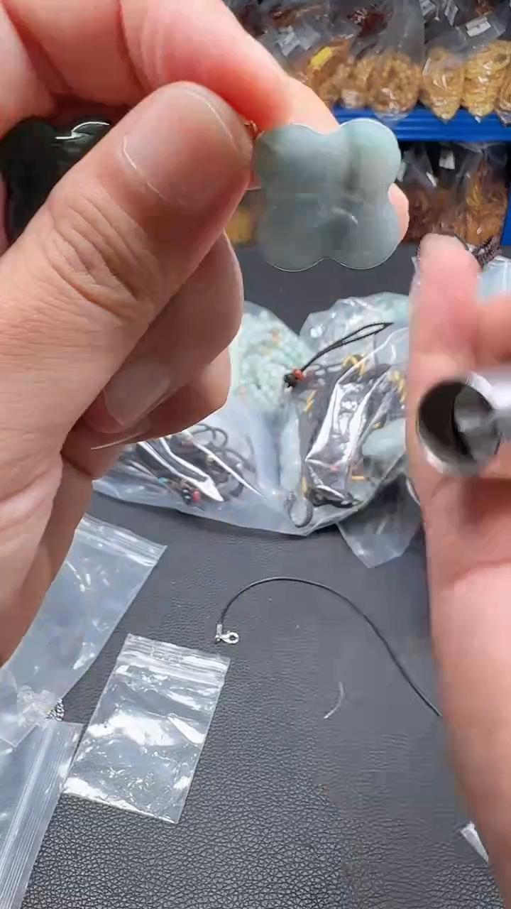 翡翠未镶嵌颈饰073四叶草吊坠