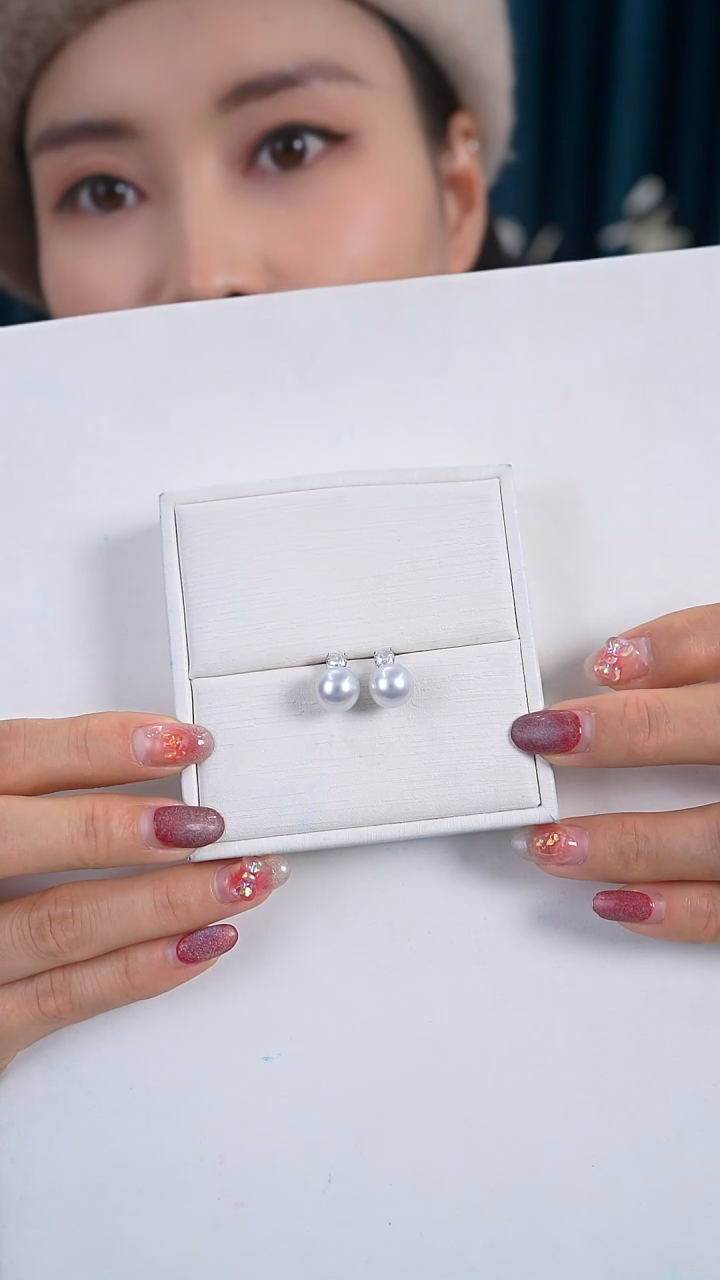 【闪购商品】海水珍珠耳饰银S925镶嵌9-10mm澳白耳饰