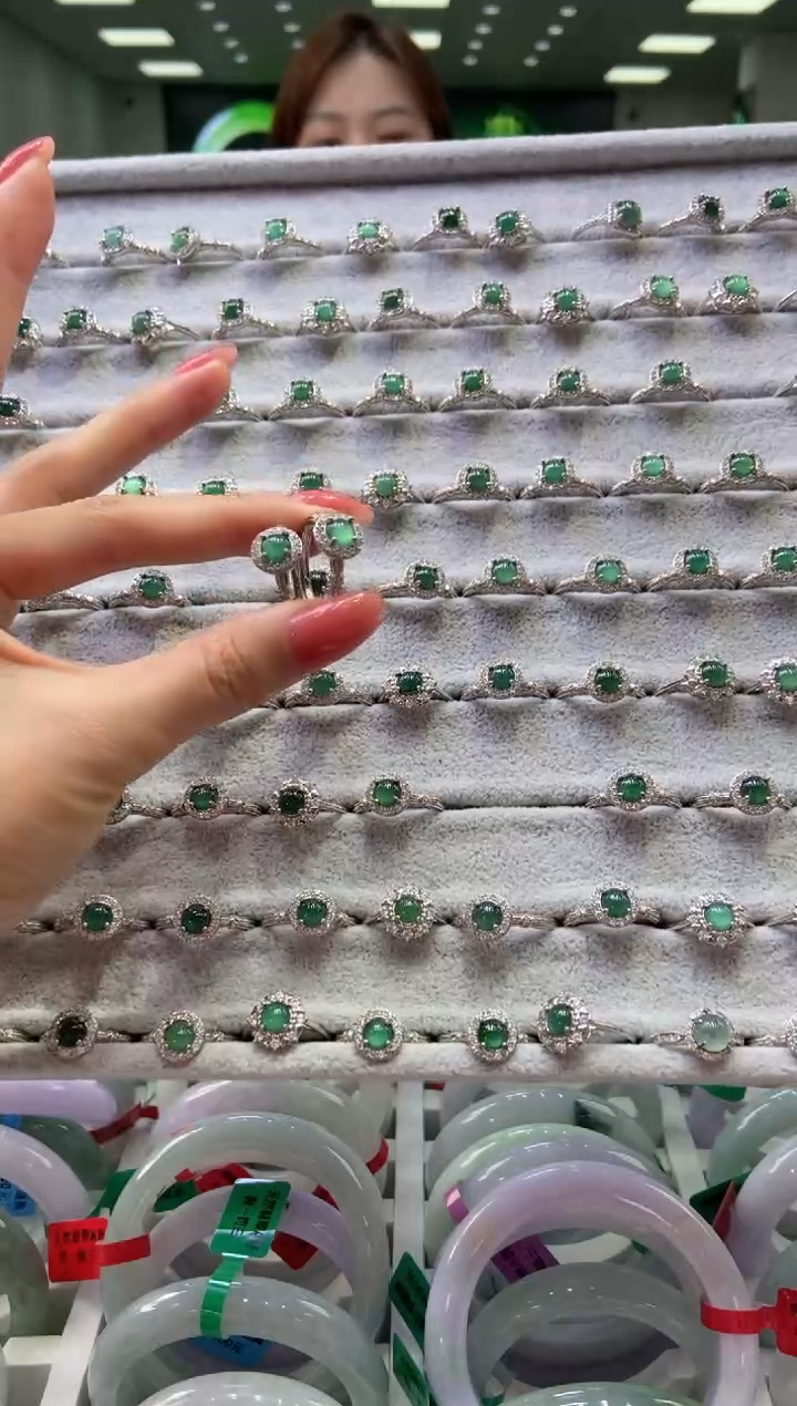 银S925镶嵌戒指翡翠多样性发货仅发其一/0055701