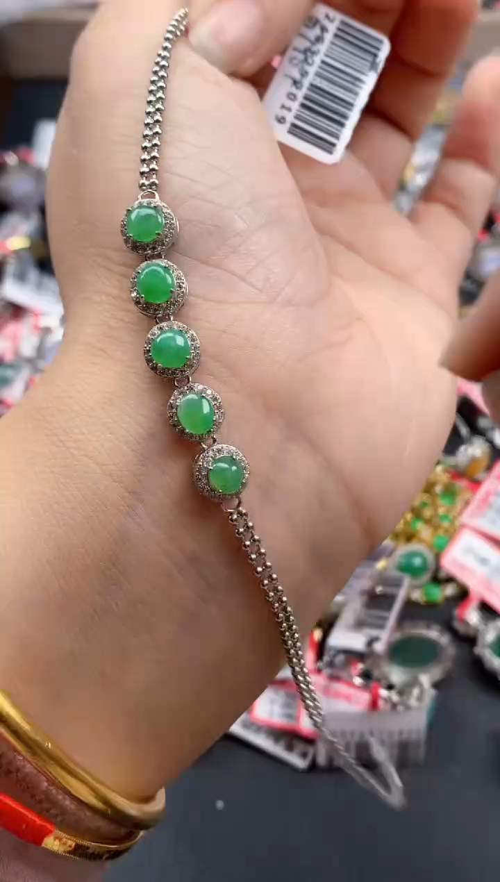 银S925镶嵌戒指翡翠天然A货缅甸翡翠