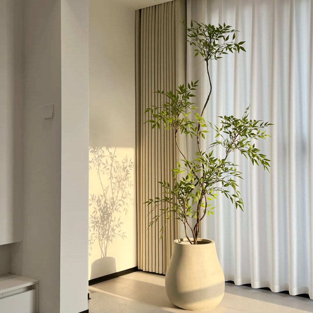 高端轻奢南天竹仿真绿植大型室内仿生植物落地摆件