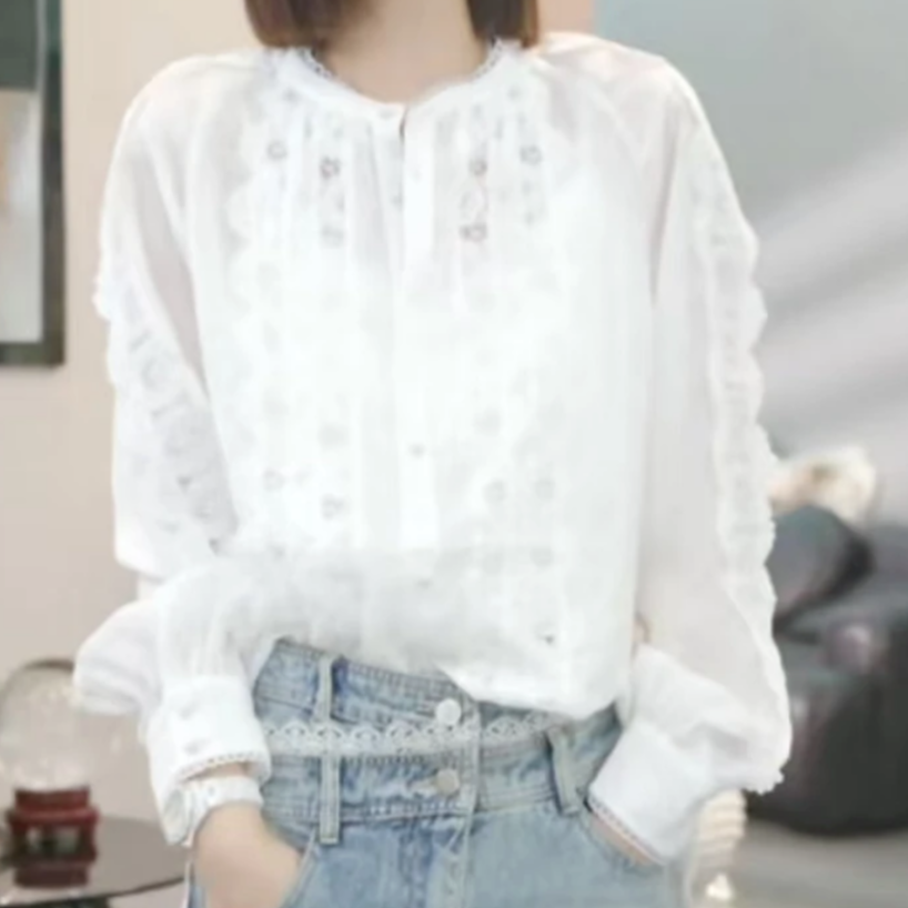 蕾丝花边衬衫2025春季新款设计感长袖气质时尚休闲气质轻奢衬衣