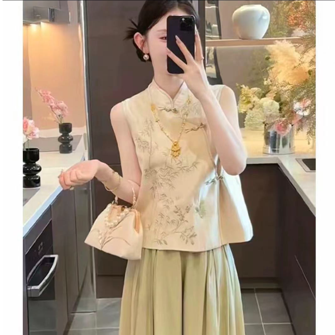 【小青竹】2025夏季显瘦刺绣气质中国风时尚网红提花百搭显瘦上衣女