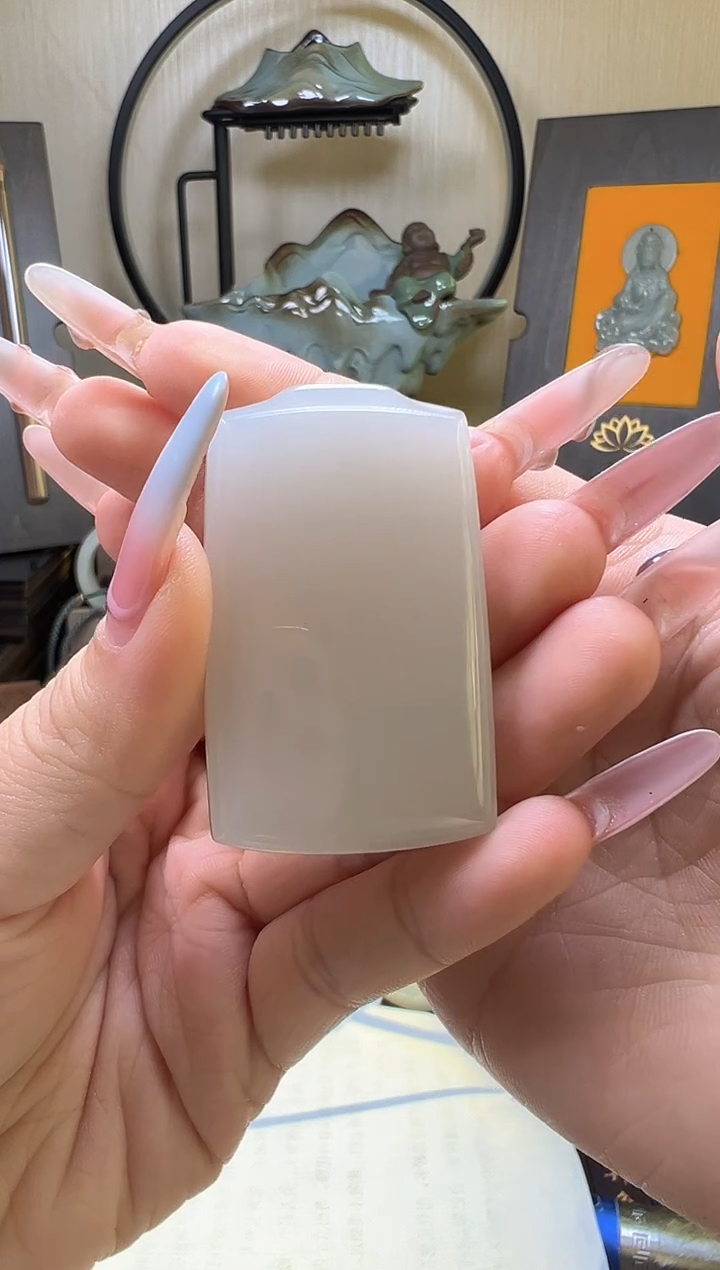 【闪购商品】和田玉吊坠未镶嵌羊脂白无事牌/配绳