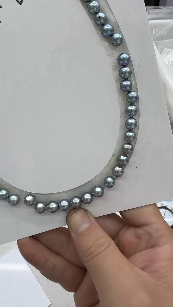 项链银S925镶嵌海水珍珠杨**啊8mm 真多麻满串