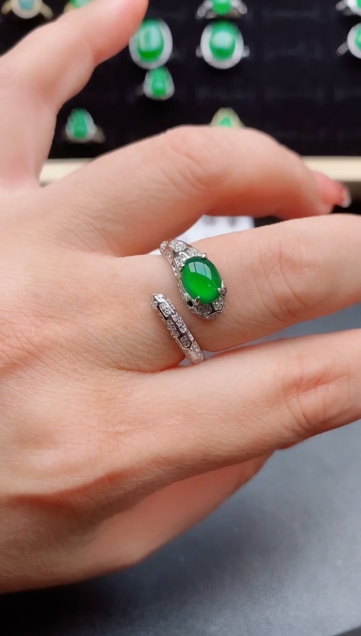 【闪购商品】翡翠戒指银S925镶嵌50800