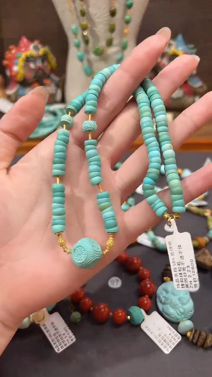 【闪购商品】绿松石颈饰18K金镶嵌绿松石项链