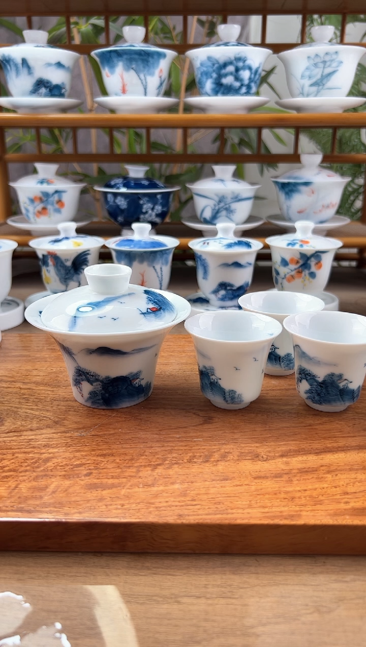 微瑕千里马蹄130C盖碗加3个马蹄杯
