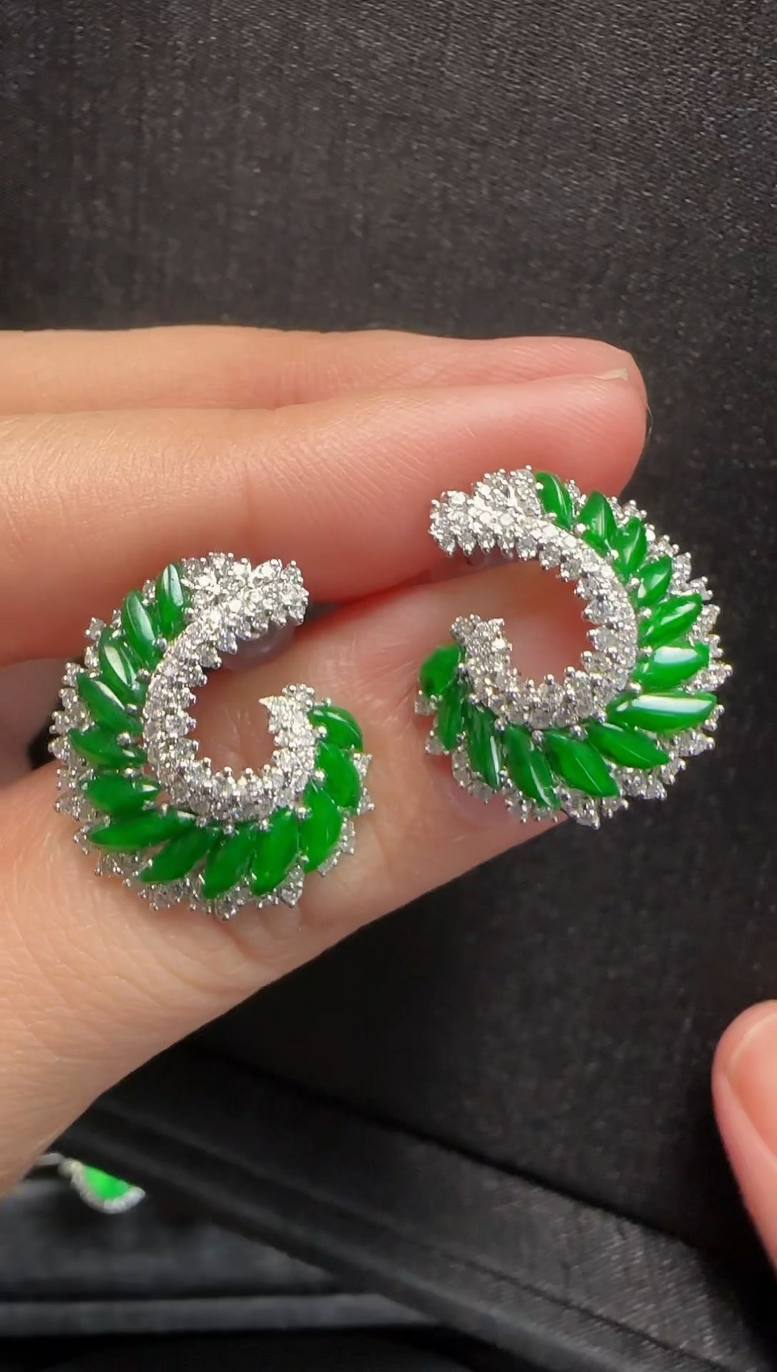 【闪购商品】翡翠耳饰18K金镶嵌465 | 一对