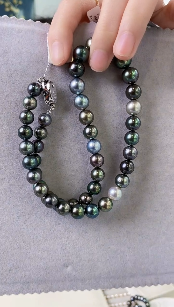【闪购商品】海水珍珠项链未镶嵌8-11大溪地黑珍珠项链