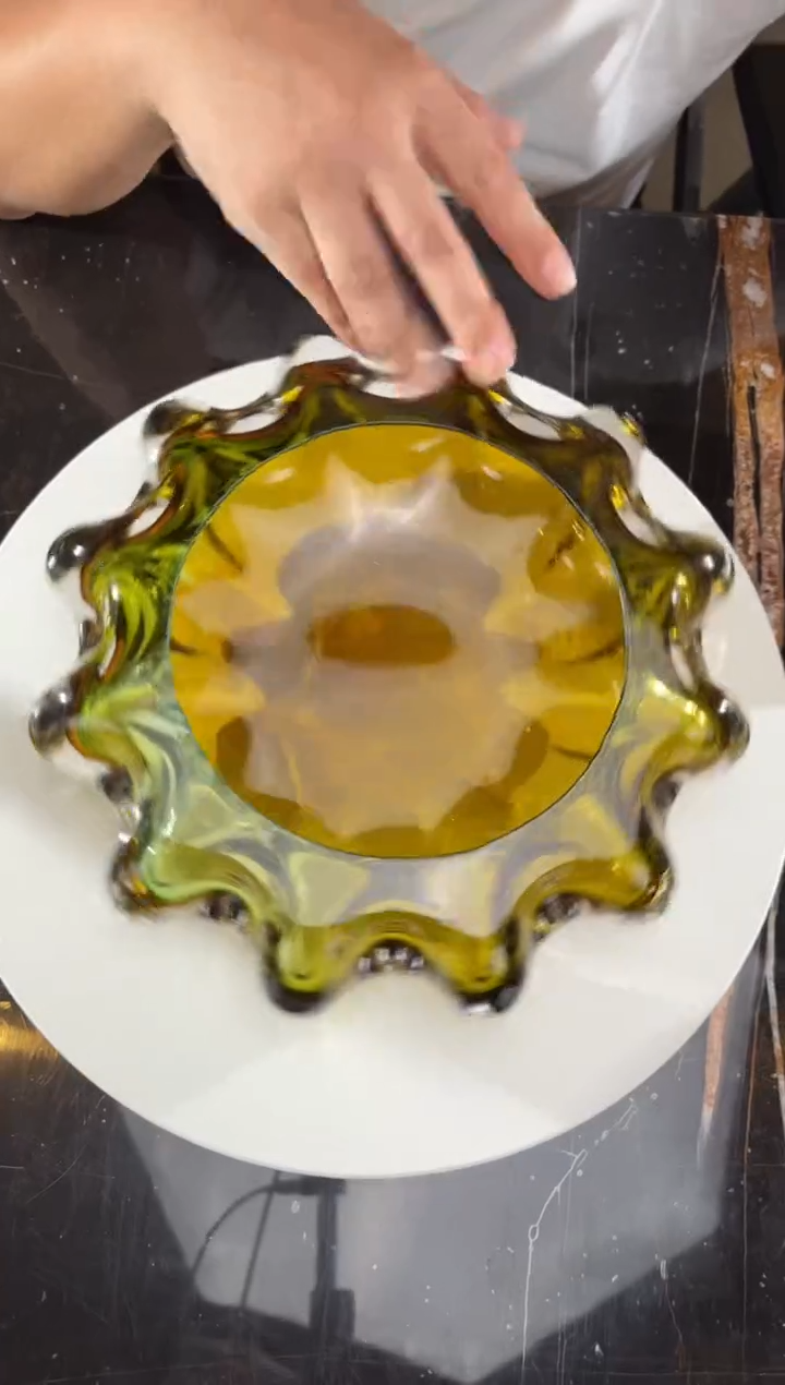 摆件微***笑璨石美学茶金色花瓣果盘