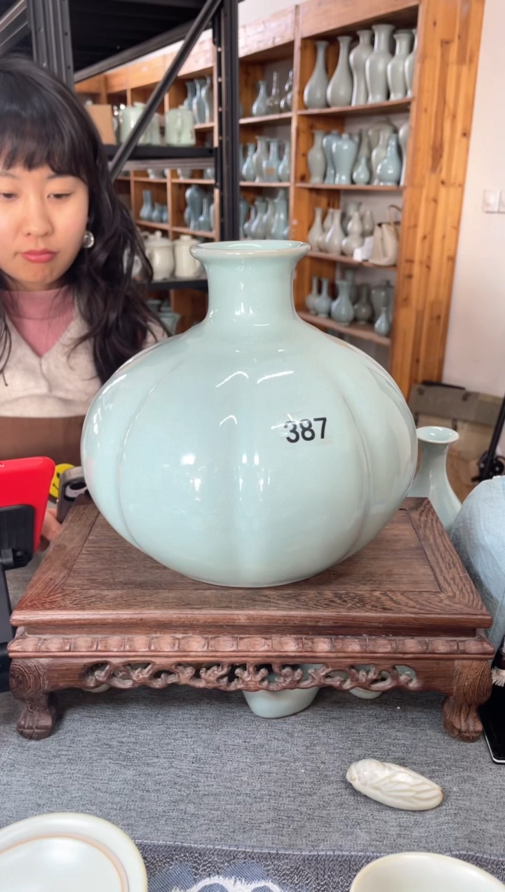 【闪购商品】其他天青 南瓜瓶 微瑕 汝意堂