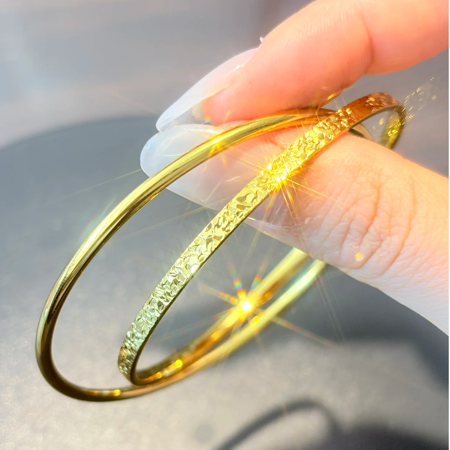 【质检发货】MR亮面素圈和碎冰冰双手镯