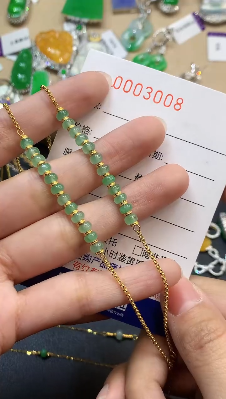 【闪购商品】翡翠手链18K金镶嵌多样性发其一3008