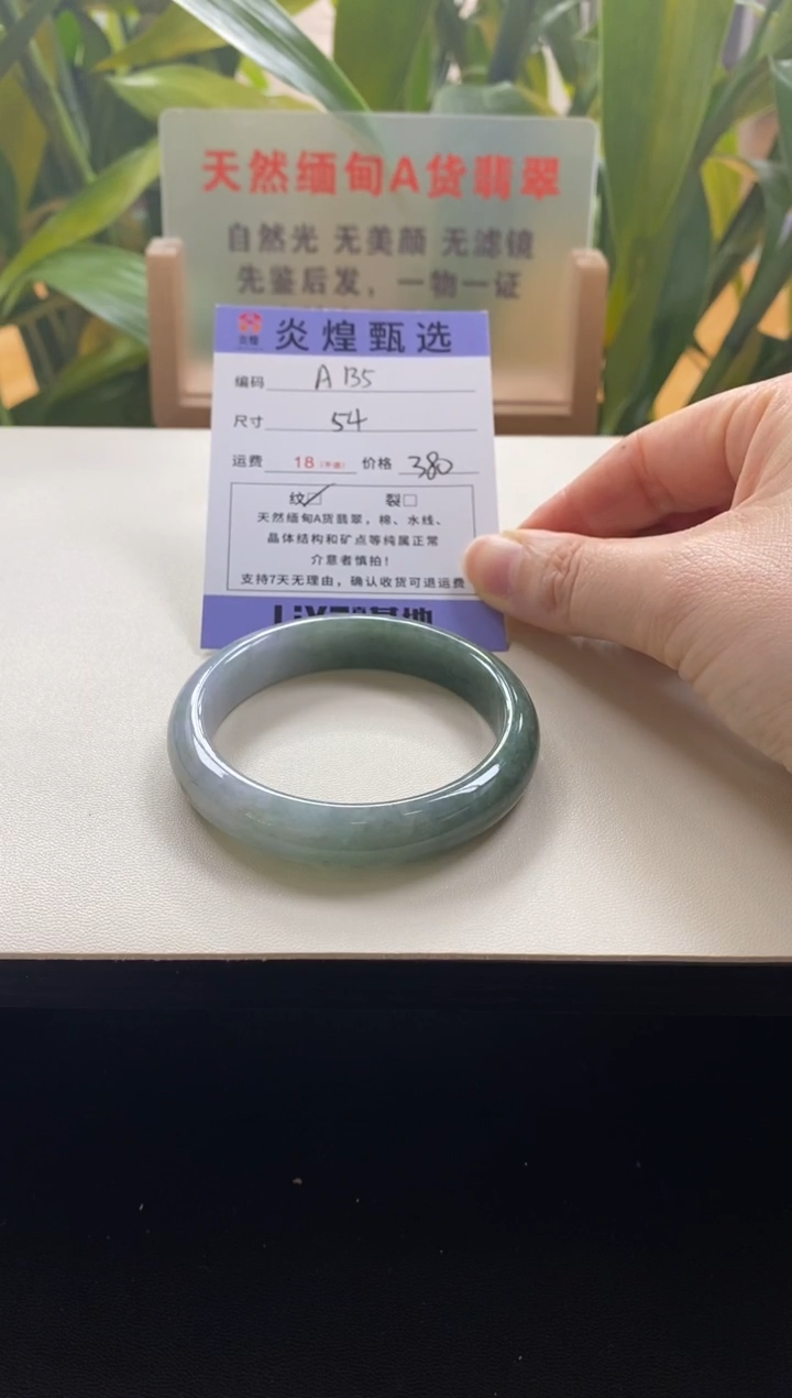 未镶嵌手镯翡翠圈口54编码a135